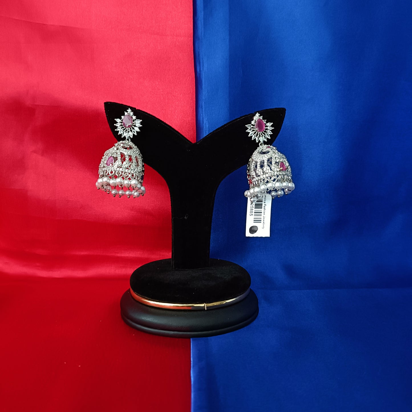 Beautiful Silver Jhumki In Ruby Stone