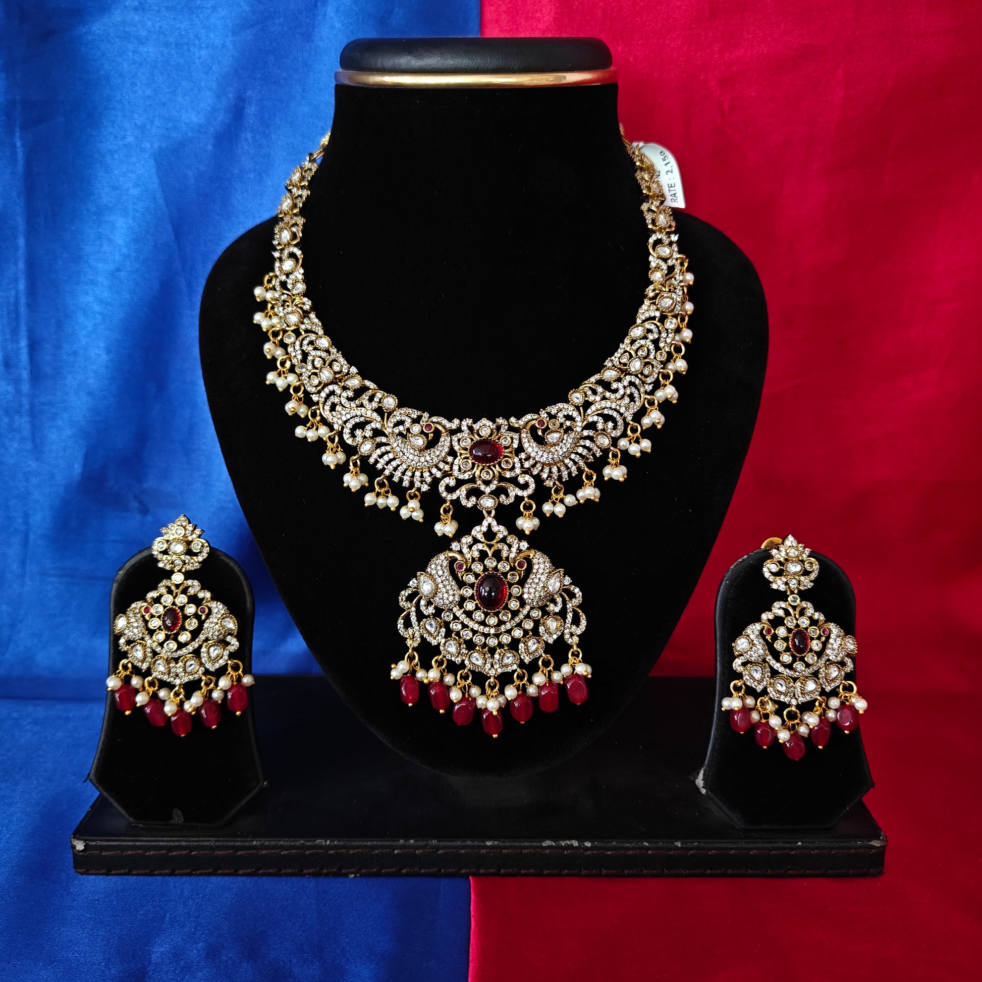 Beautiful Victorian Short Necklace In Maroon Beads - Ambica Wedding Mall