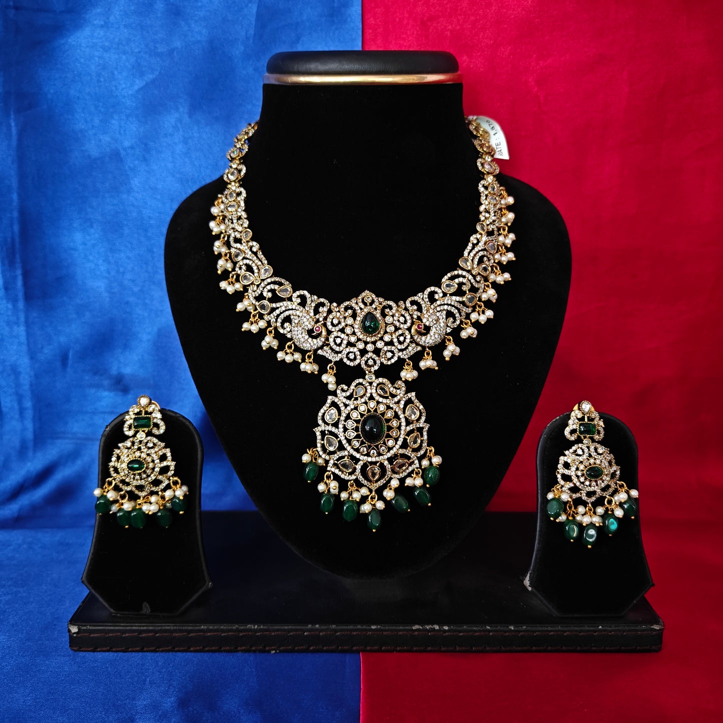 Beautiful Victorian Short Necklace In Green Beads - Ambica Wedding Mall