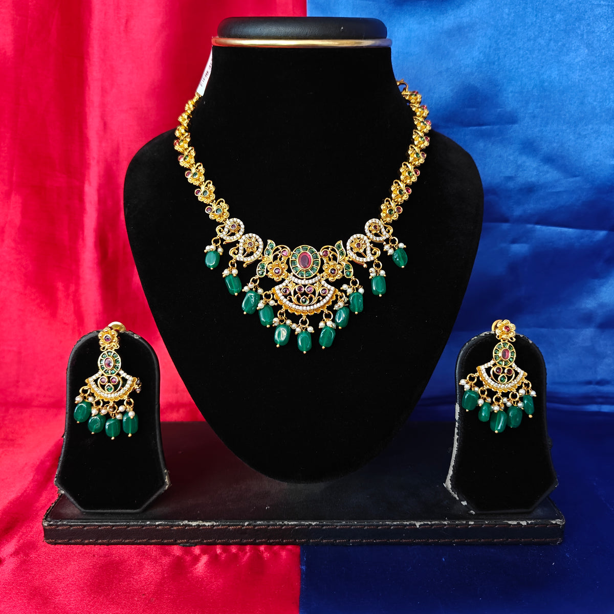 Beautiful Nakshi Short Necklace In Antique Finish