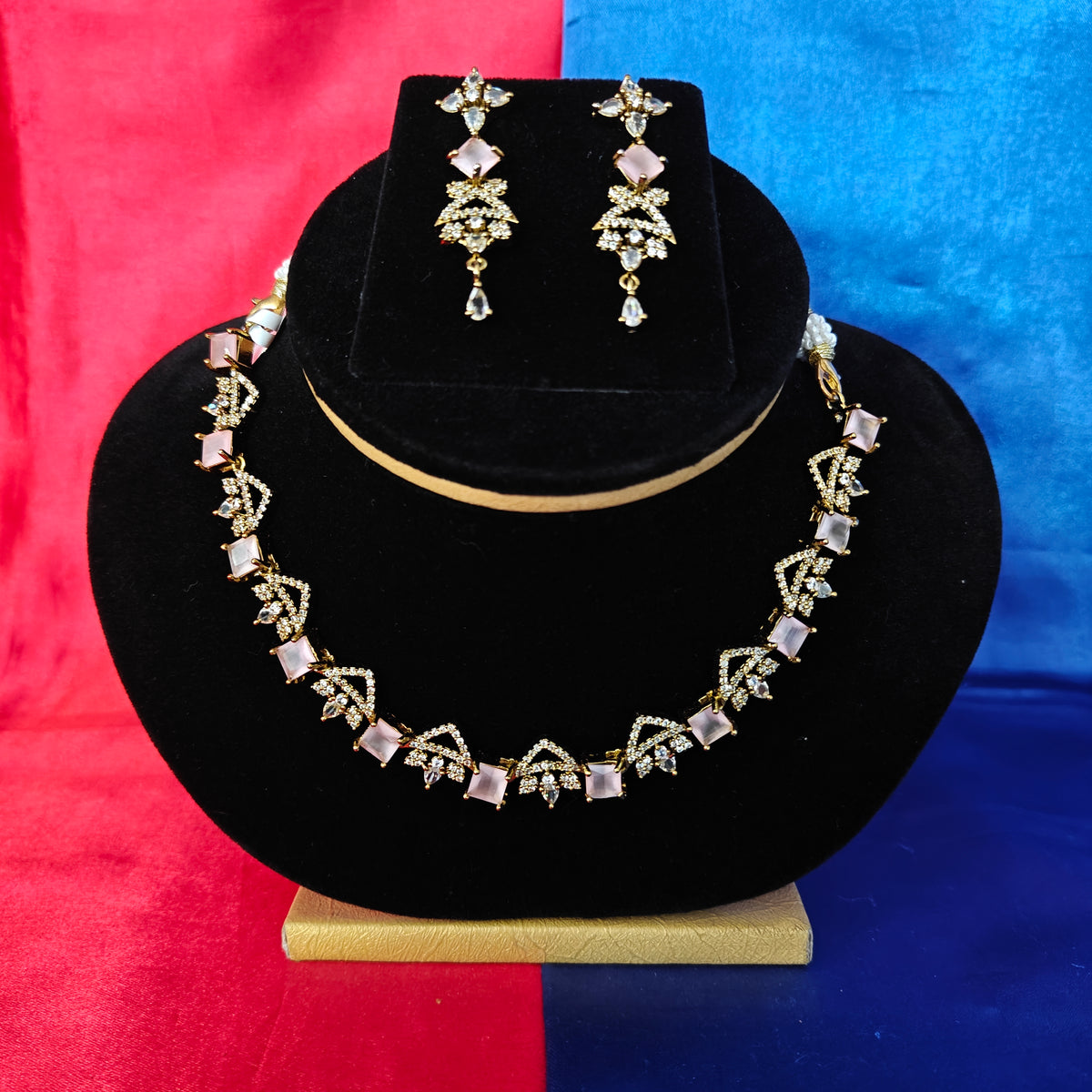 Beautiful Mini Haaram In Baby Pink Stone