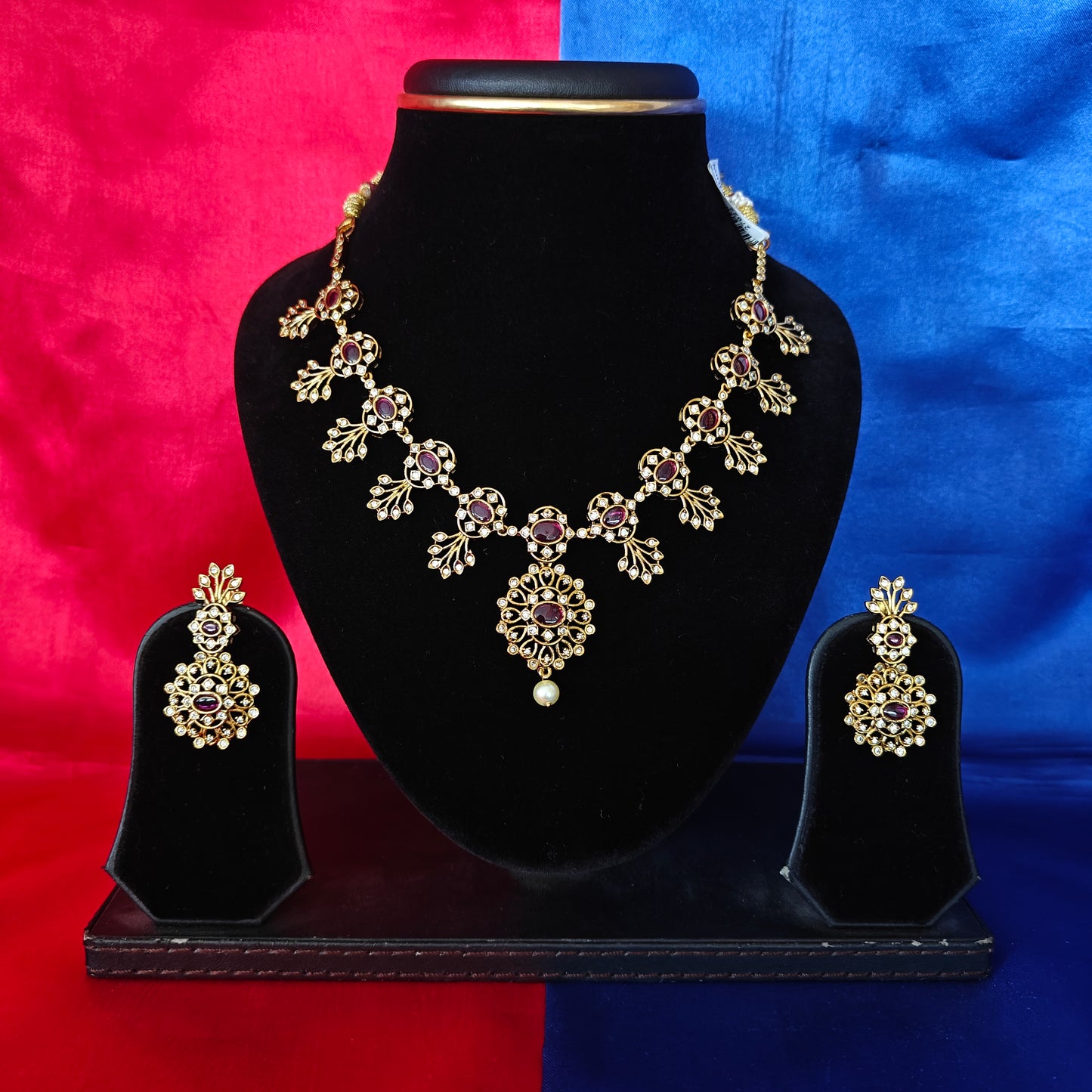 Beautiful Mini Haaram In Ruby Stone
