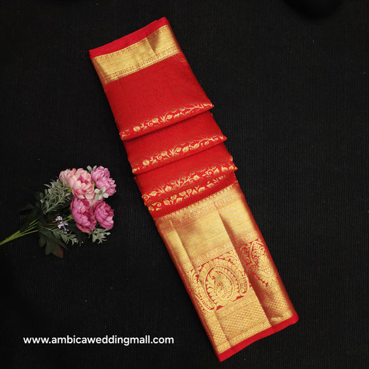 Special Red Muhurtham Kanchi Pattu Bridal Handloom Saree