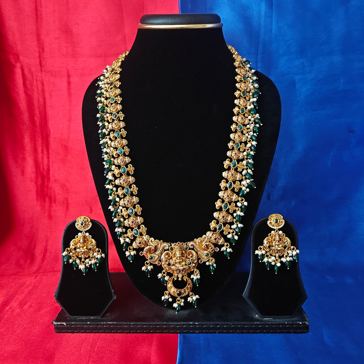 Beautiful Nakshi Long Necklace With Laxmi Idol