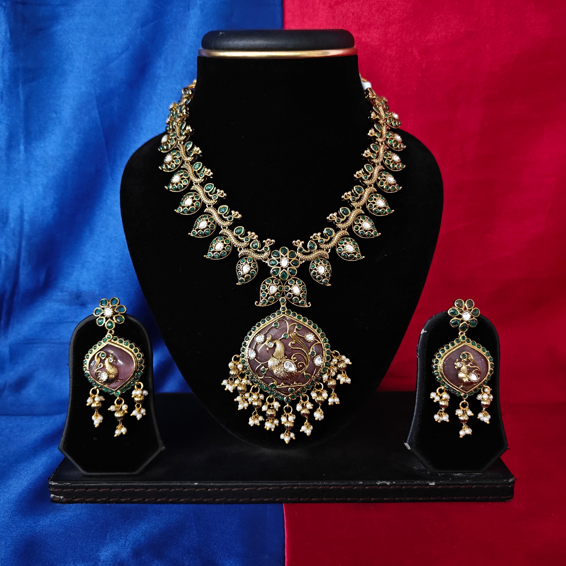 Beautiful Victorian Short Necklace In Multi Colour Stone - Ambica Wedding Mall