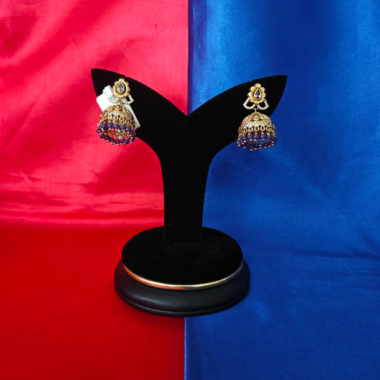 Beautiful Nakshi Jhumki In Purple Crystal