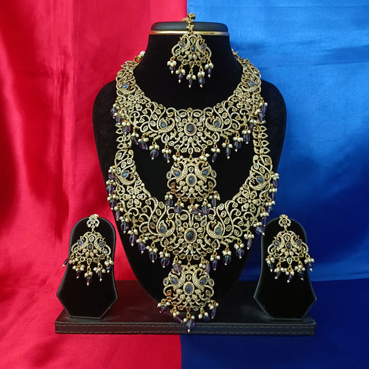 Elegant Victorian Combo Set In Purple Beads