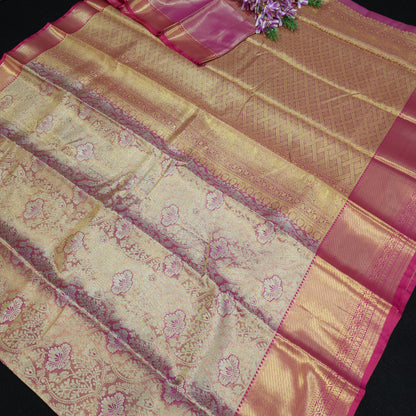 ✨️Semi Kanchi Pattu One Gram Gold Saree💫