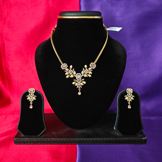 Beautiful Simple Non Necklace In Baby Pink Stone