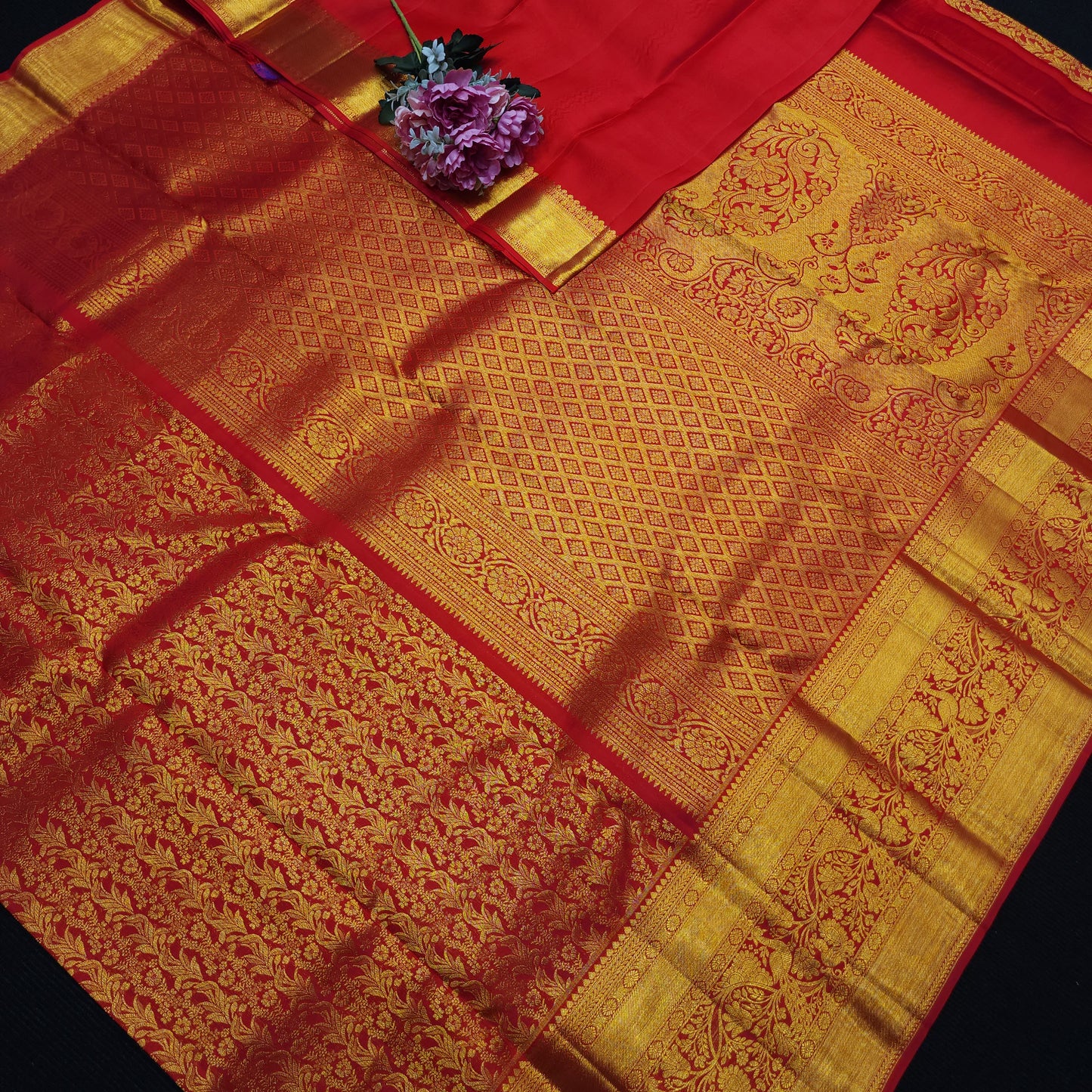 Special Red Muhurtham Kanchi Pattu Bridal Handloom Saree