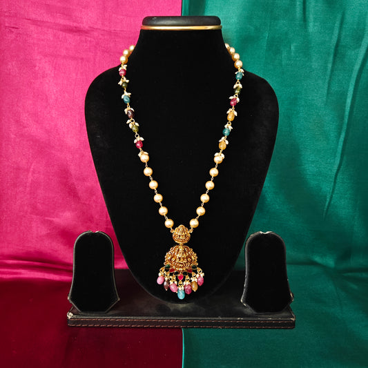 Beautiful Pearls Mala In Multi Colour Beads With Laxmi Idol - Ambica Wedding Mall