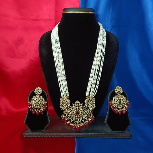 Beautiful Moti Mala In Maroon Beads