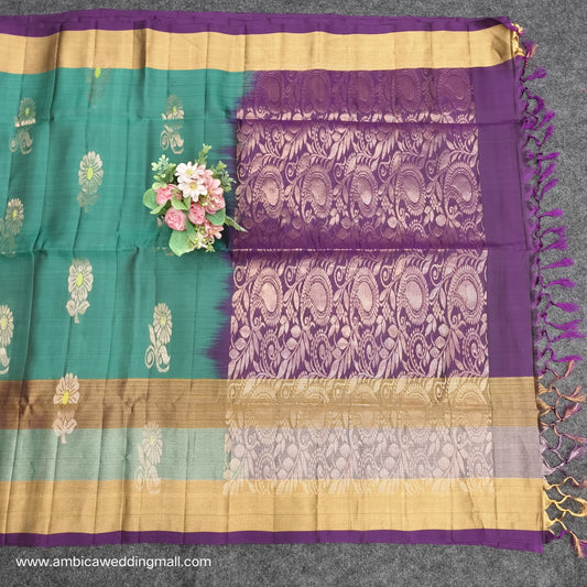 Handloom Kanchi Pattu 2Two Work Butta Saree