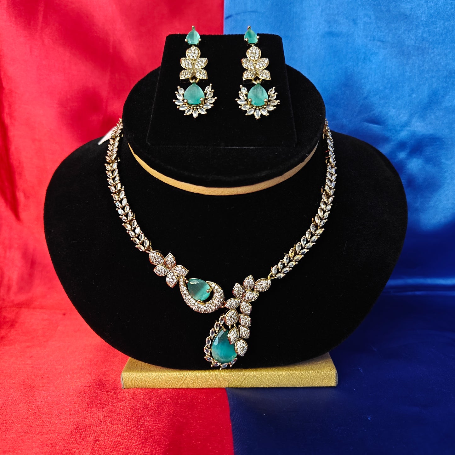Beautiful Mini Haaram In Pista Green Stone