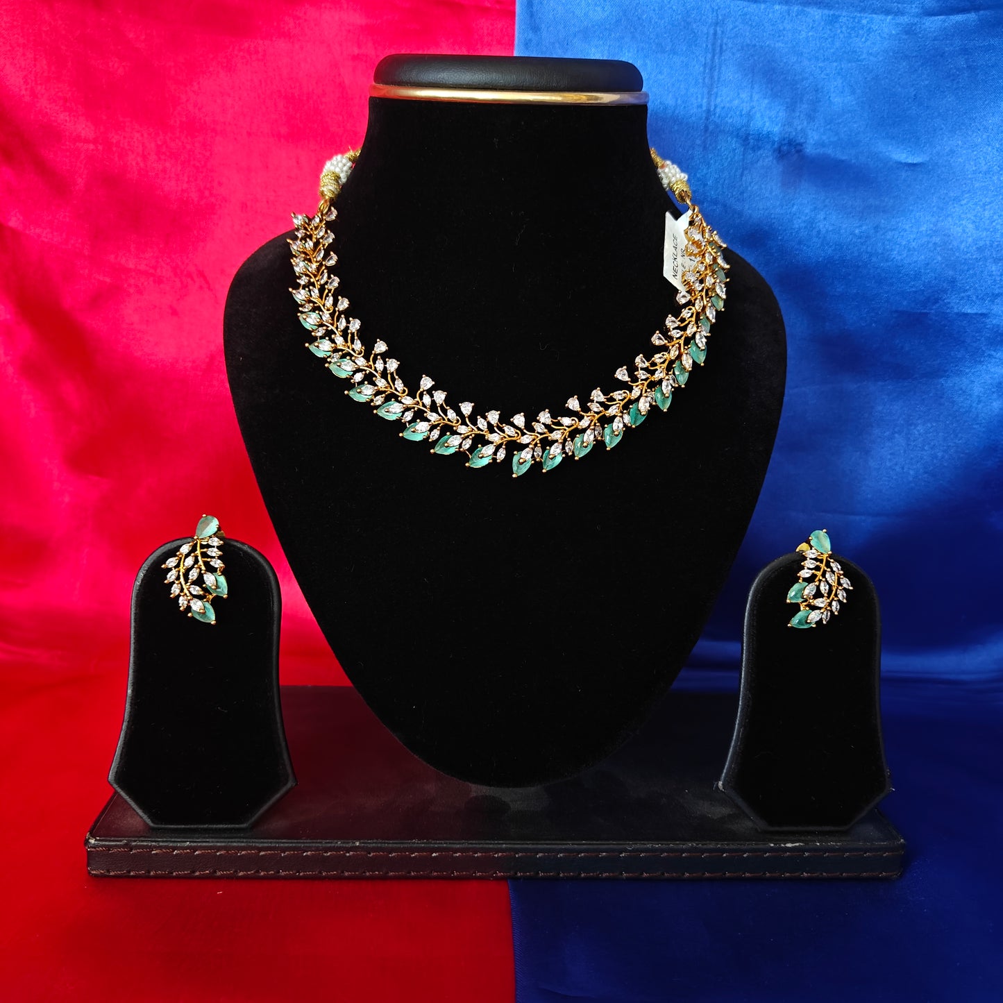 Beautiful Mini Haaram In Pista Green Stone