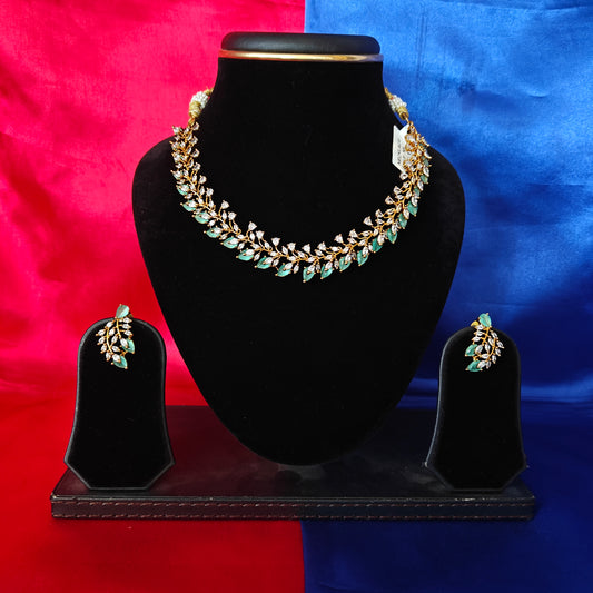 Beautiful Mini Haaram In Pista Green Stone