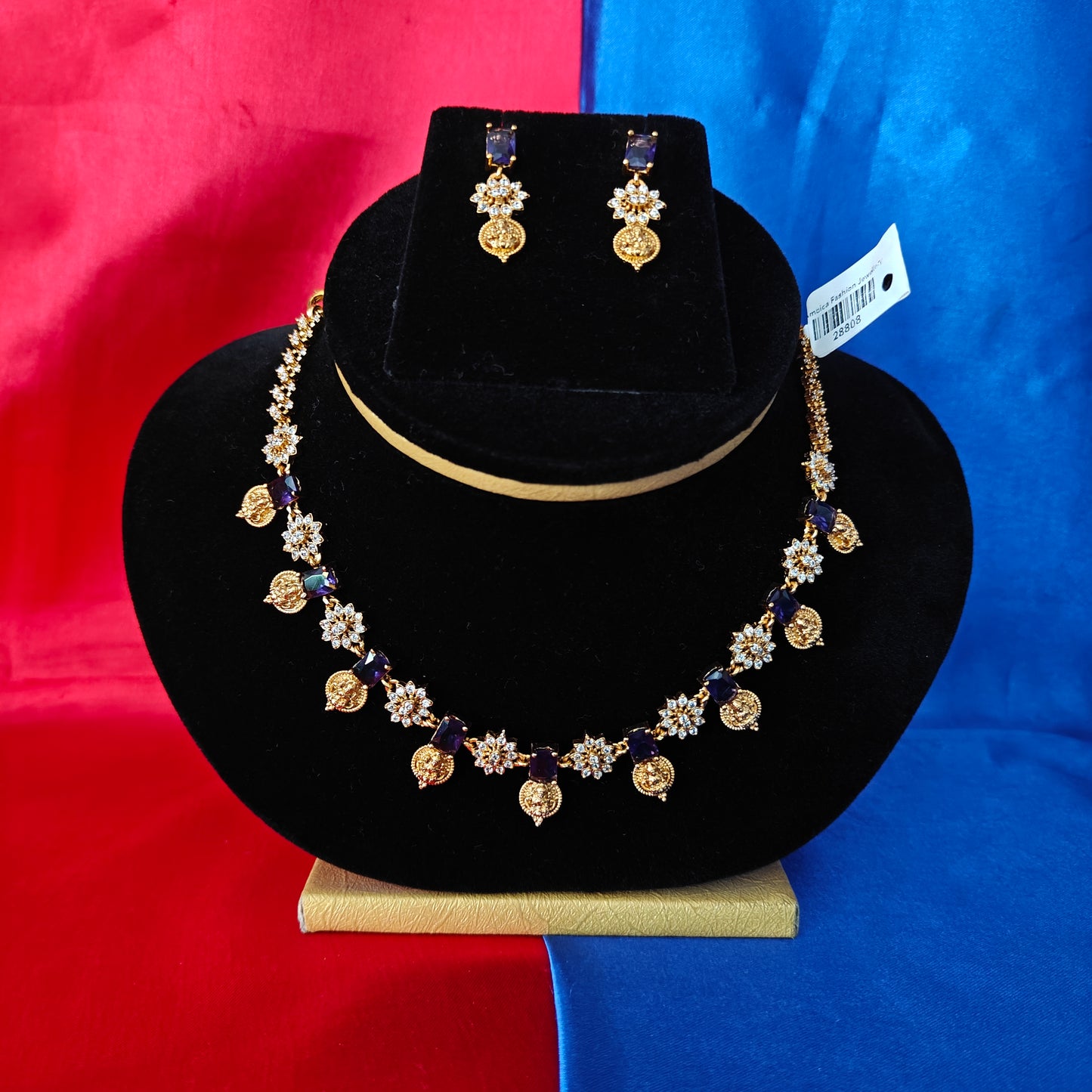 Beautiful Mini Haaram In Purple Stone
