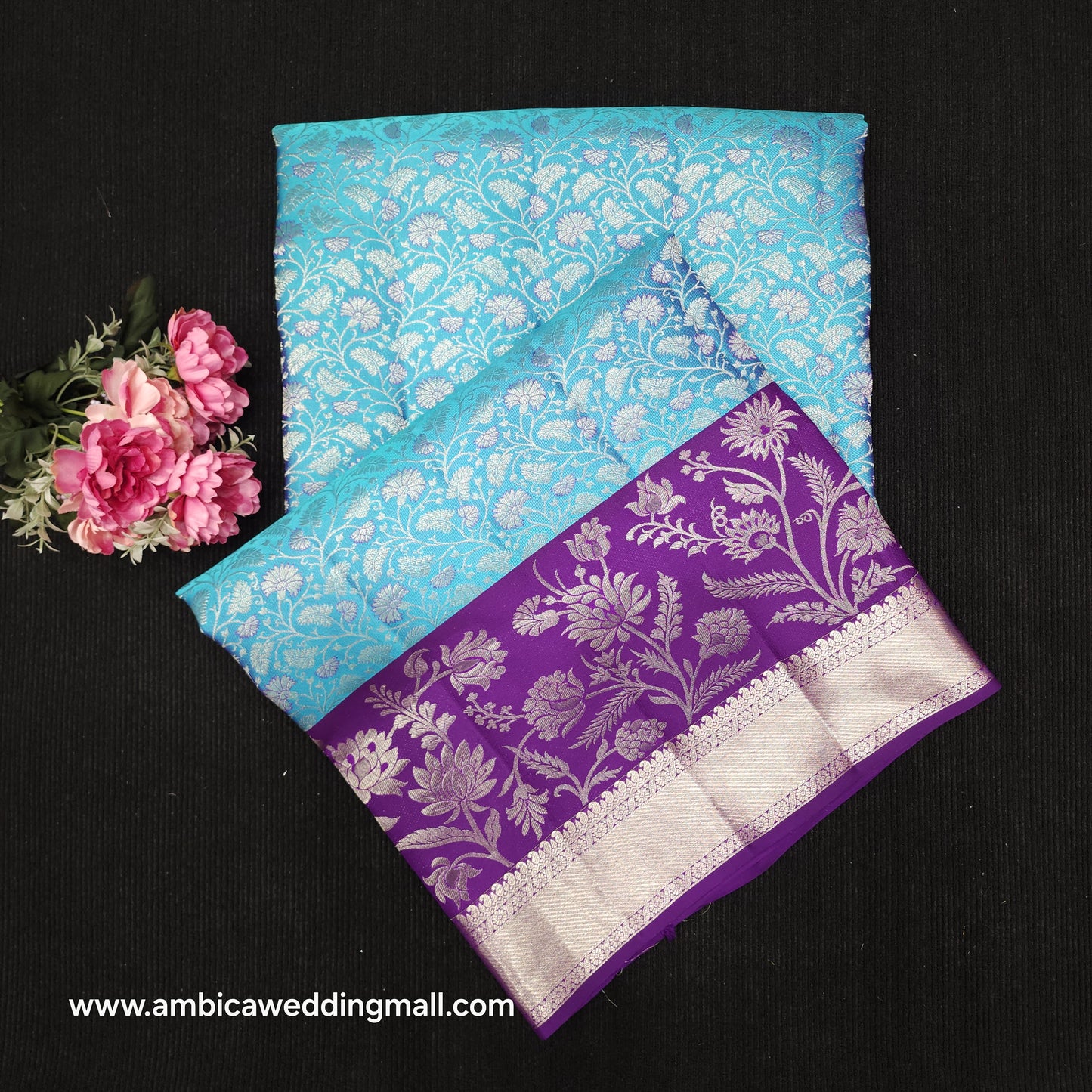 Handloom Pure Resham German Silver Zari Kanchi Pattu Saree