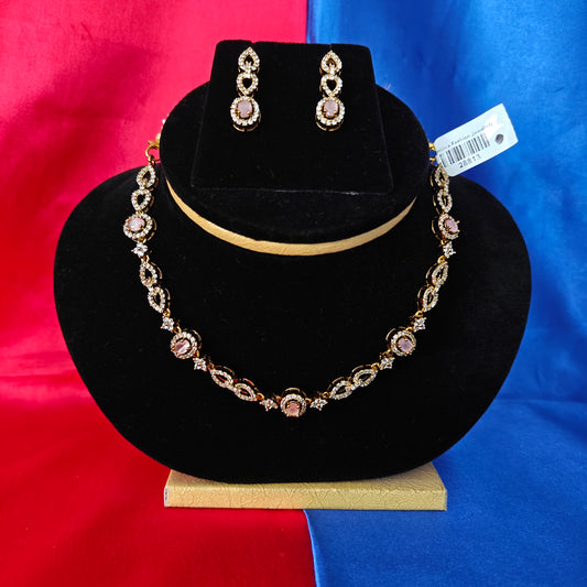 Beautiful Mini Haaram In Baby Pink Stone