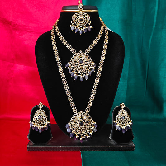 Beautiful Victorian Combo Set In Purple Beads