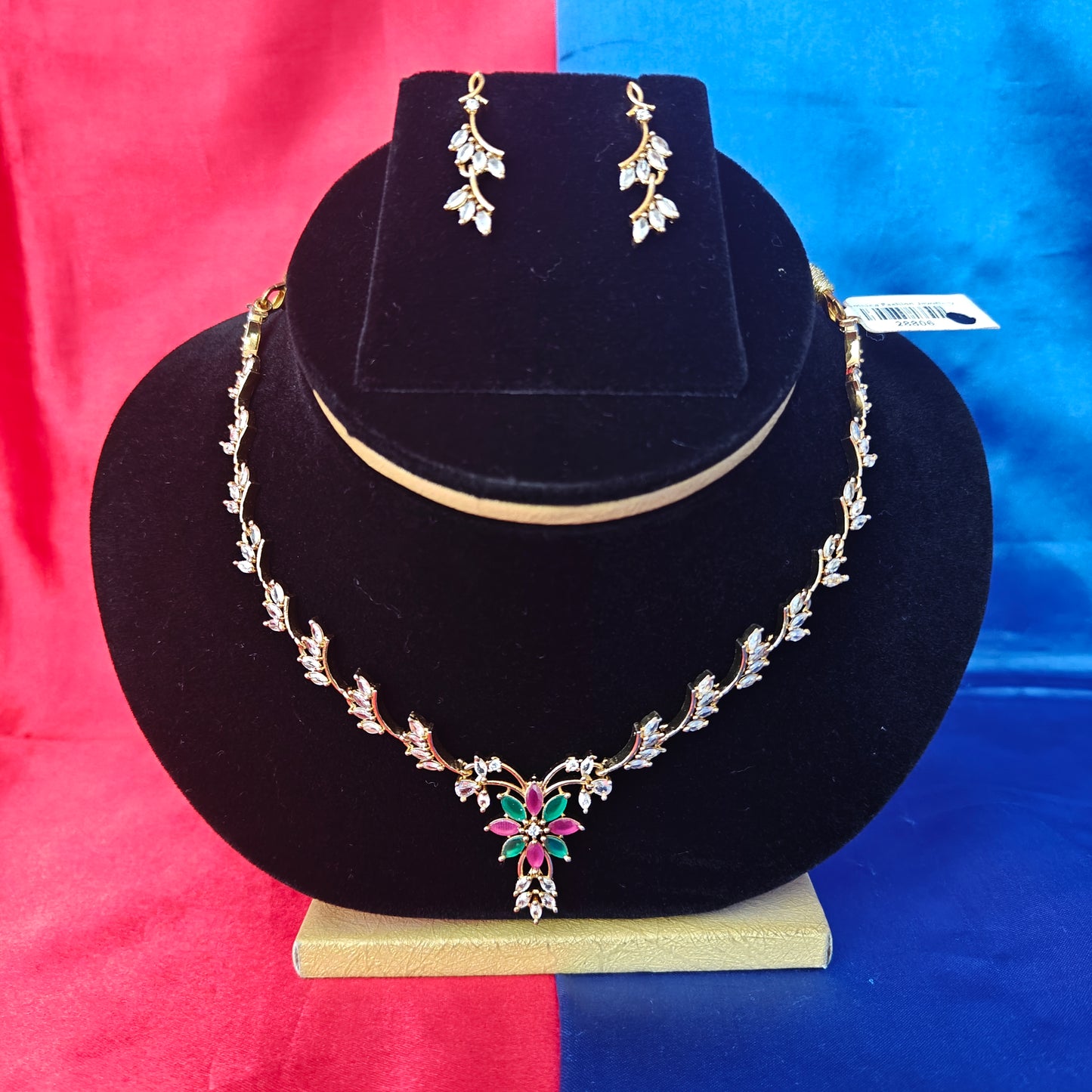 Beautiful Mini Haaram In Multi Colour Stone