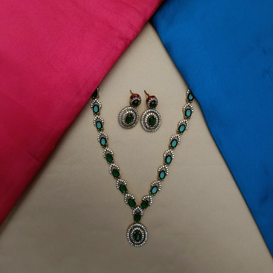 Beautiful Mini Haaram In Green Stone