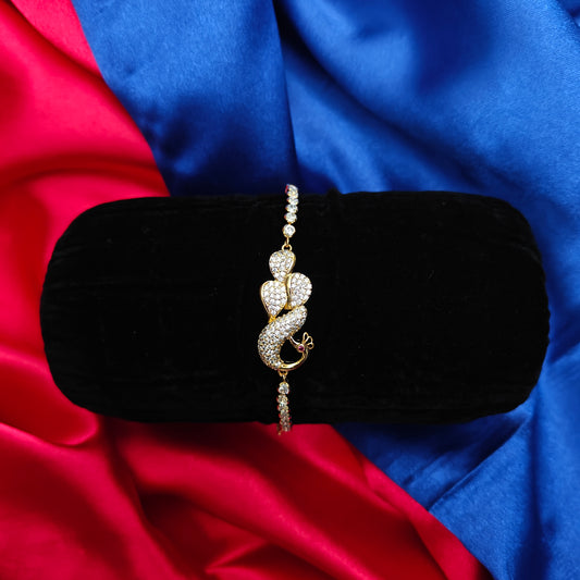 Beautiful Chain Type Gold Bracelet With Peacock Design