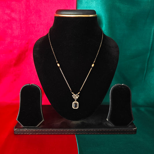 Beautiful Simple Black Beads Short In Purple Stone