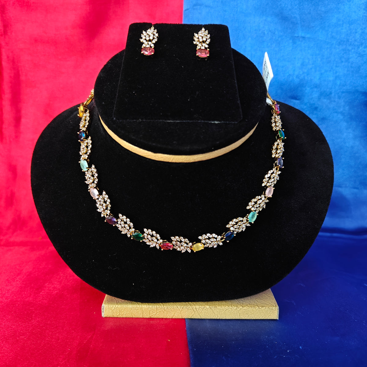 Beautiful Mini Haaram In Multi Colour Stone