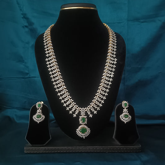 Beautiful GJ Long Necklace In Green Colour