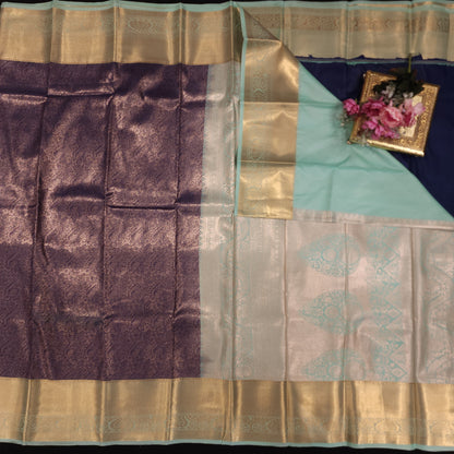 Resham Kanchi Pattu Contrast Border Saree