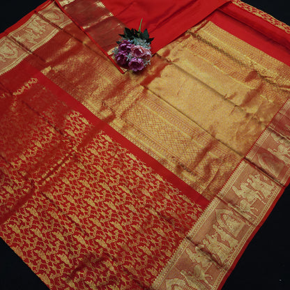 Special Red Muhurtham Kanchi Pattu Bridal Handloom Saree