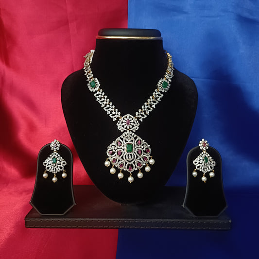 Beautiful GJ Short Necklace In Multi Colour Stone