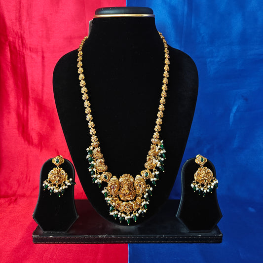 Beautiful Nakshi Long Necklace With Laxmi Idol