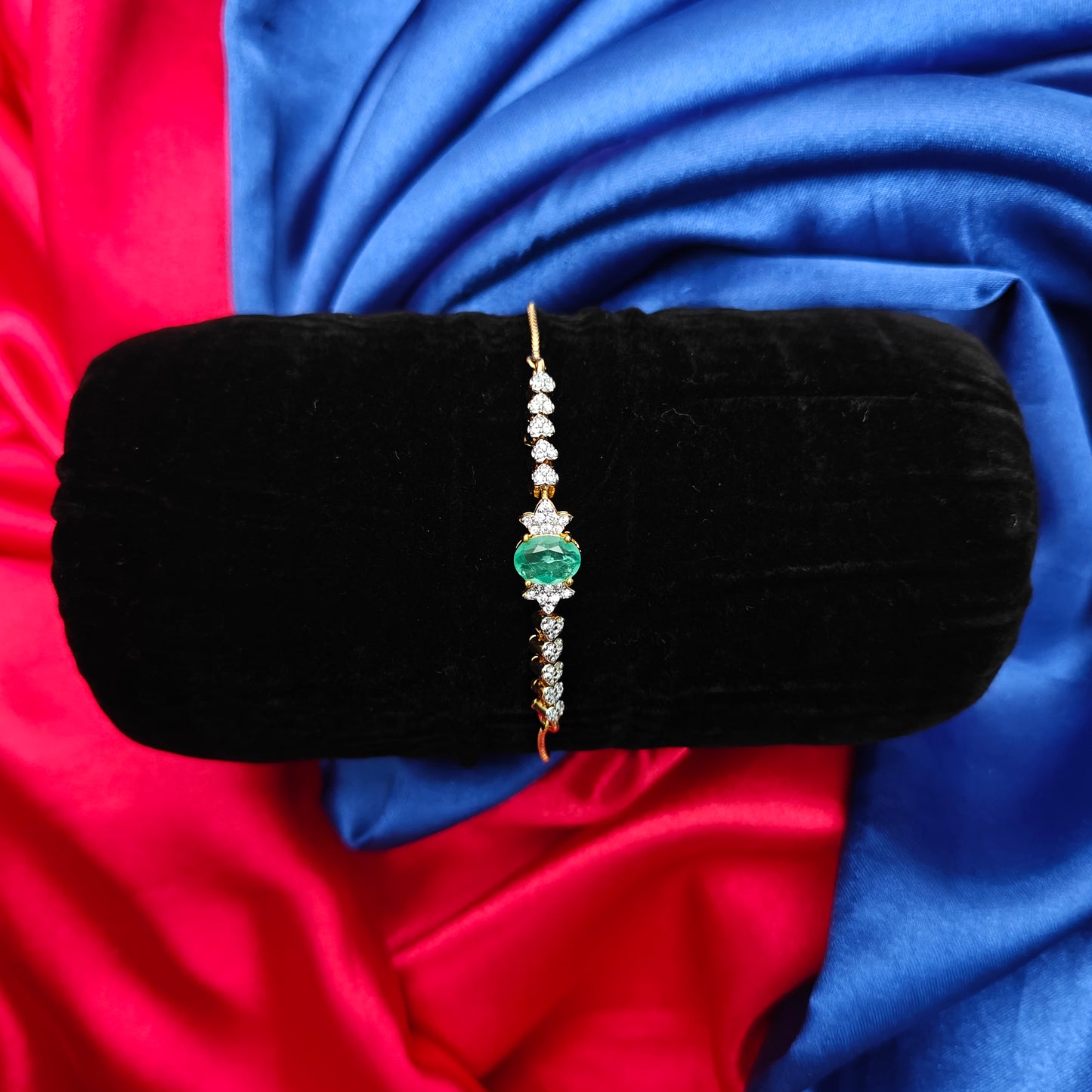 Beautiful GJ Chain Type Bracelet In Pista Green Stone