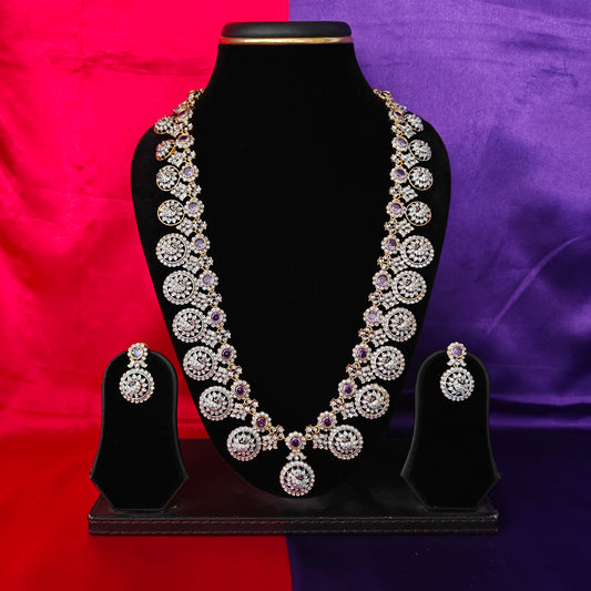 Beautiful GJ Long Necklace In Lavender Stone