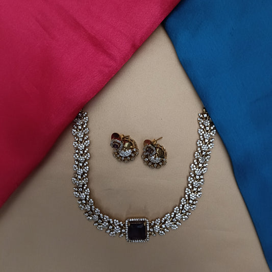 Beautiful Mini Haaram In Purple Stone