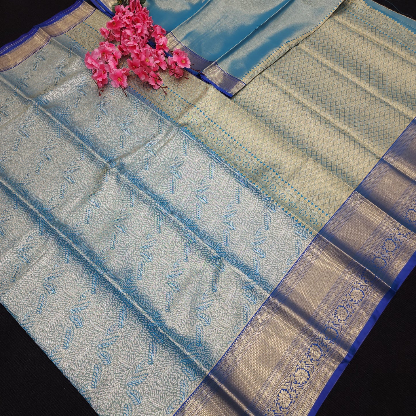 ✨️Semi Kanchi Pattu One Gram Gold Saree💫