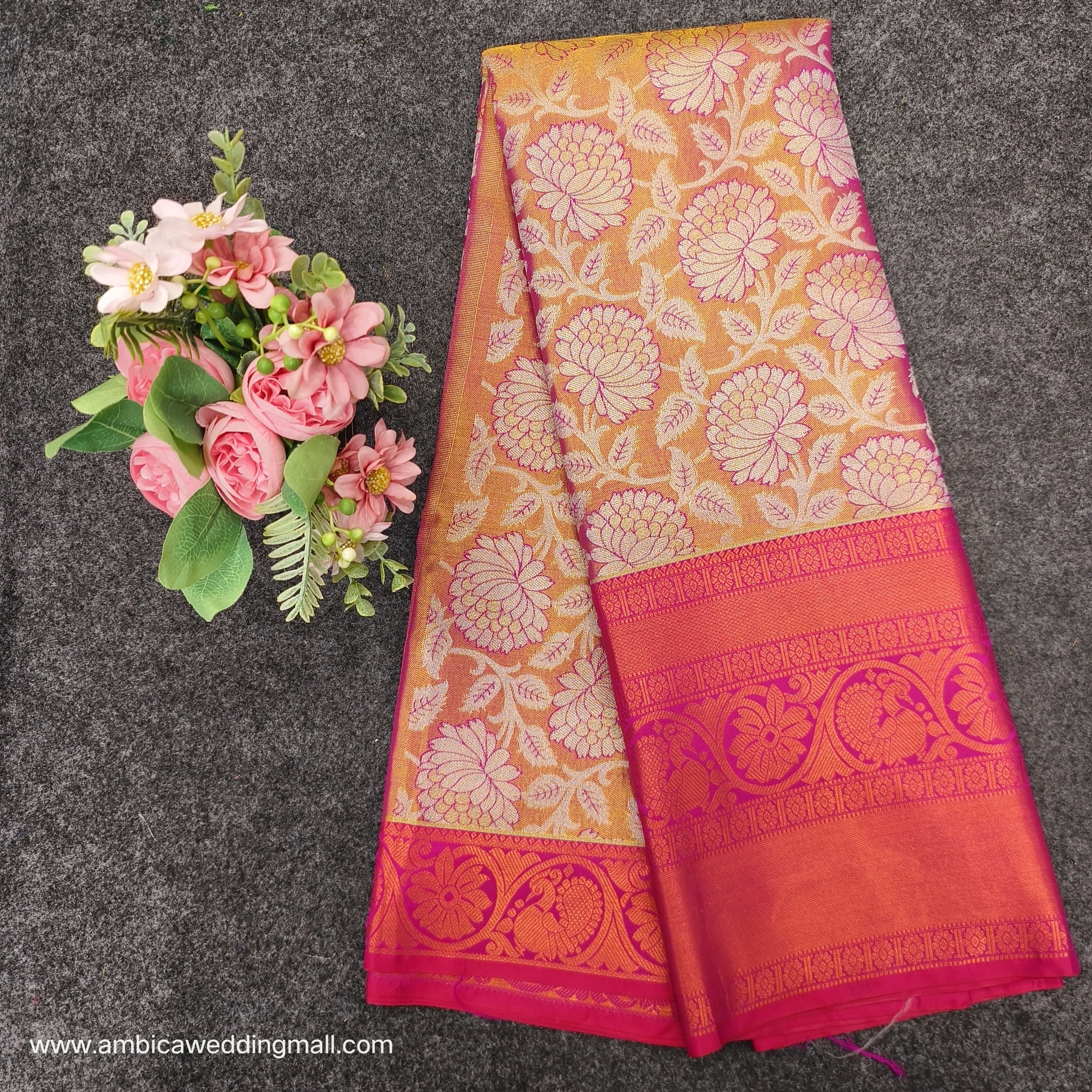 🌿 *Pure Kanchipuram Pattu Silk Saree* 🌹 1 Gram Gold Pure Jari use Border  saree 🌿 Tissue Silk Saree......kuttu Border Contrast... | Instagram