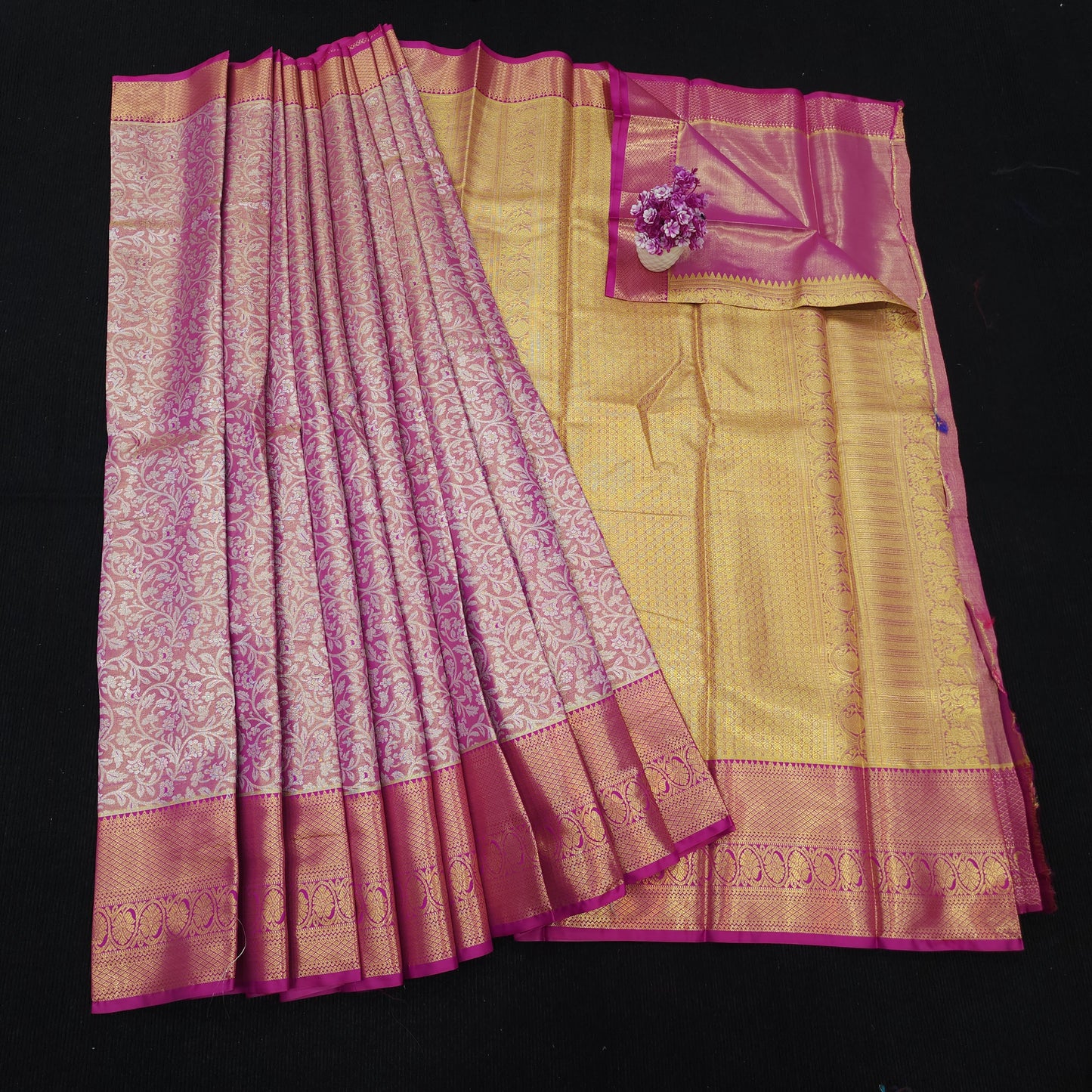 ✨️Semi Kanchi Pattu One Gram Gold Saree💫
