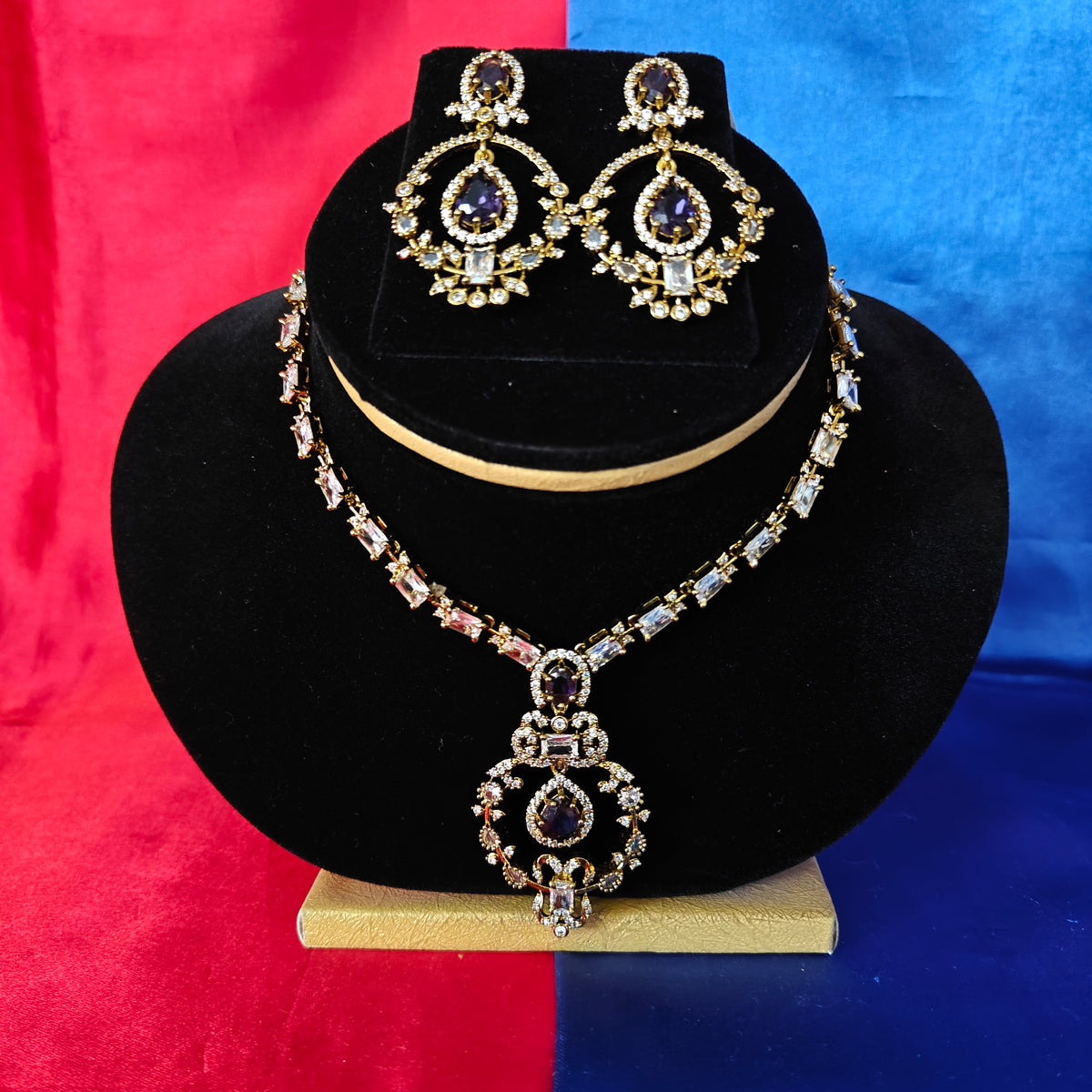 Beautiful Mini Haaram In Purple Stone
