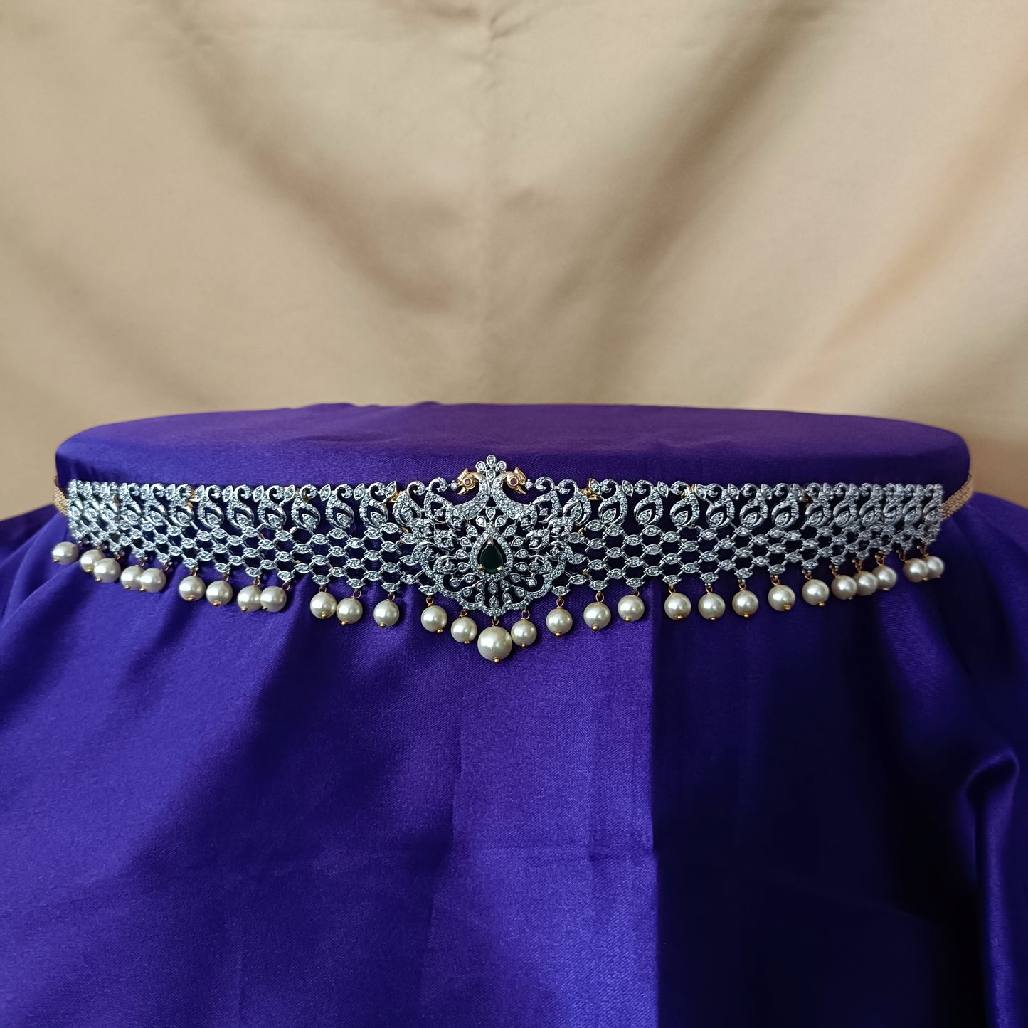 Elegant GJ Chain Type Vaddanam In Multi Colour Stone