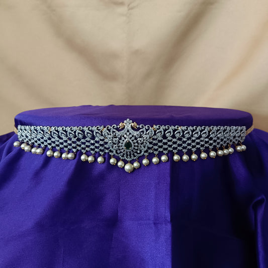Elegant GJ Chain Type Vaddanam In Multi Colour Stone