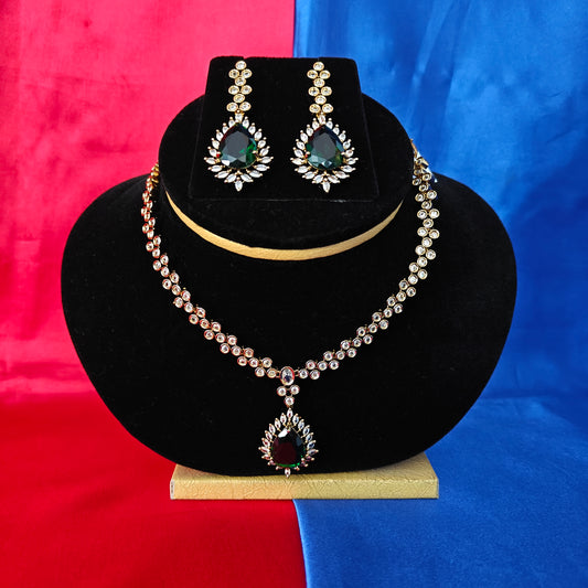 Beautiful Mini Haaram In Green Stone