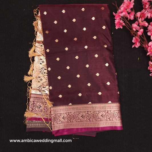 Semi Katan Banarasi Butta Saree - K1250