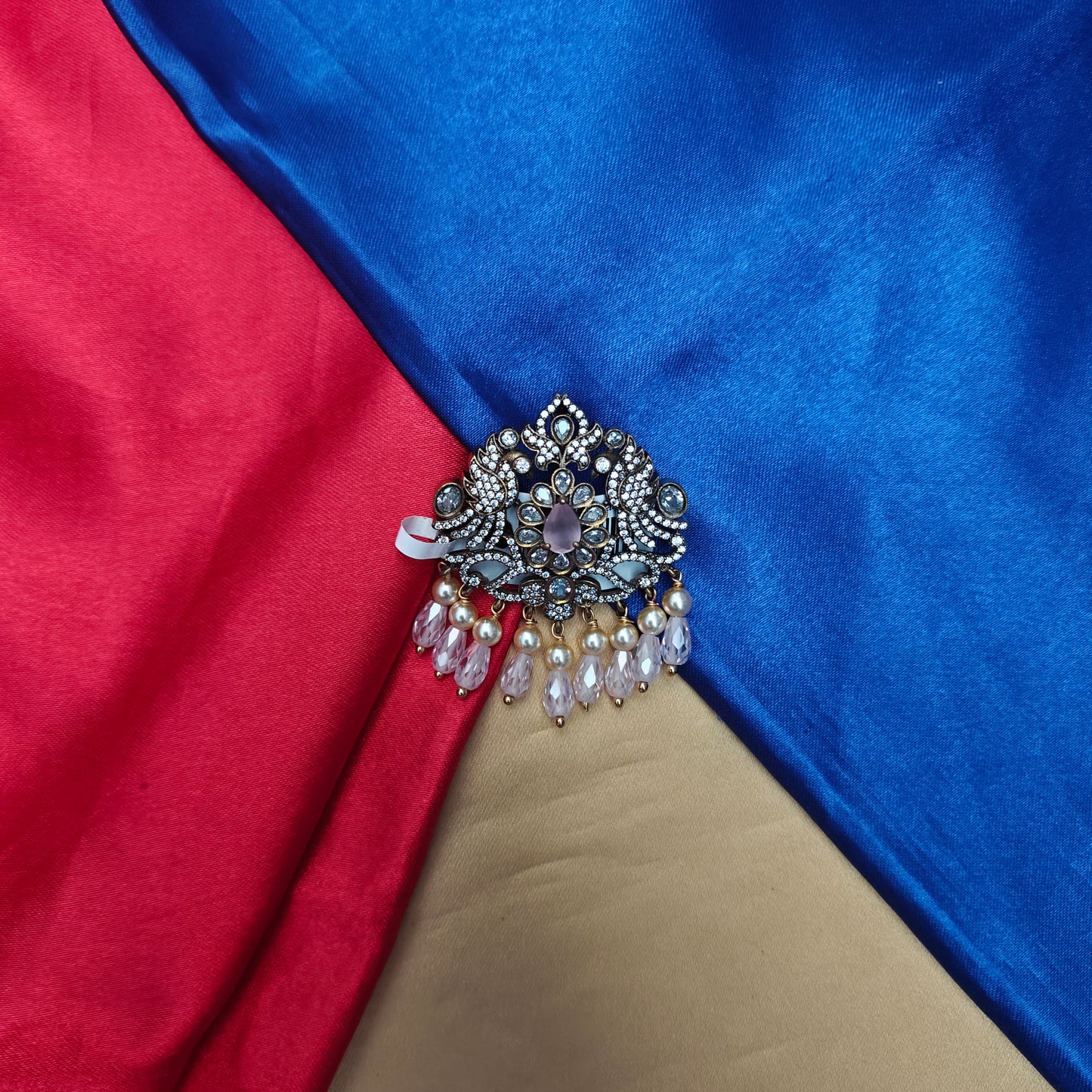 Beautiful Victorian Pendant In Baby Pink Beads