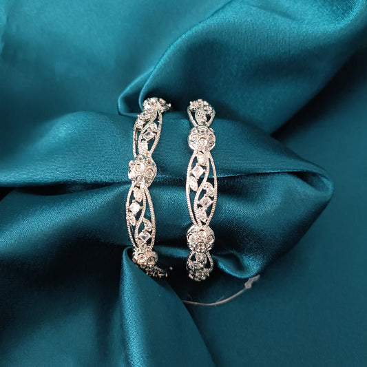 Simple Silver Floral Bangles