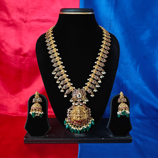 Beautiful Nakshi Long Necklace With Laxmi Idol