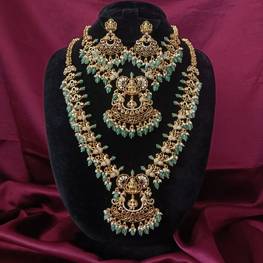 Beautiful Heavy bridal Combo Set With Monalisa Beads