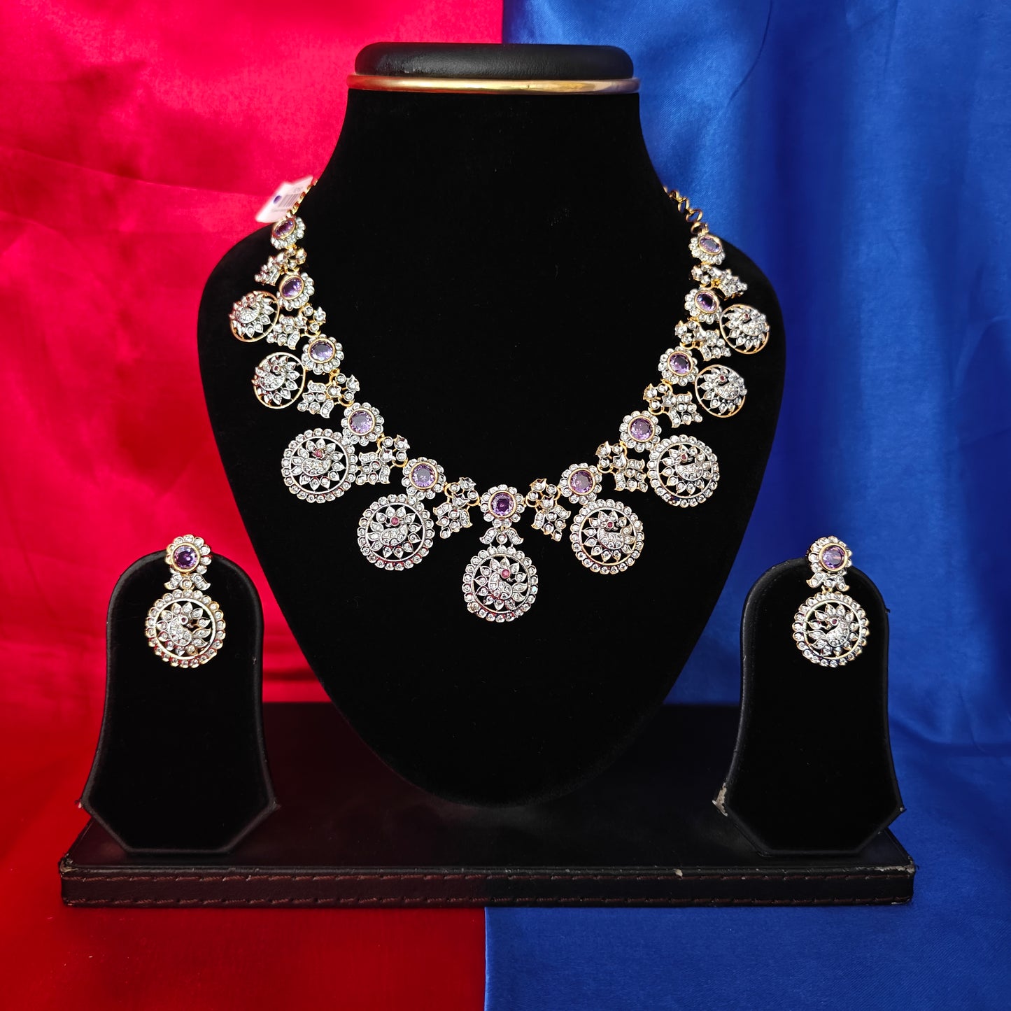 Beautiful GJ Bottu Mala Short Necklace In Purple Stone